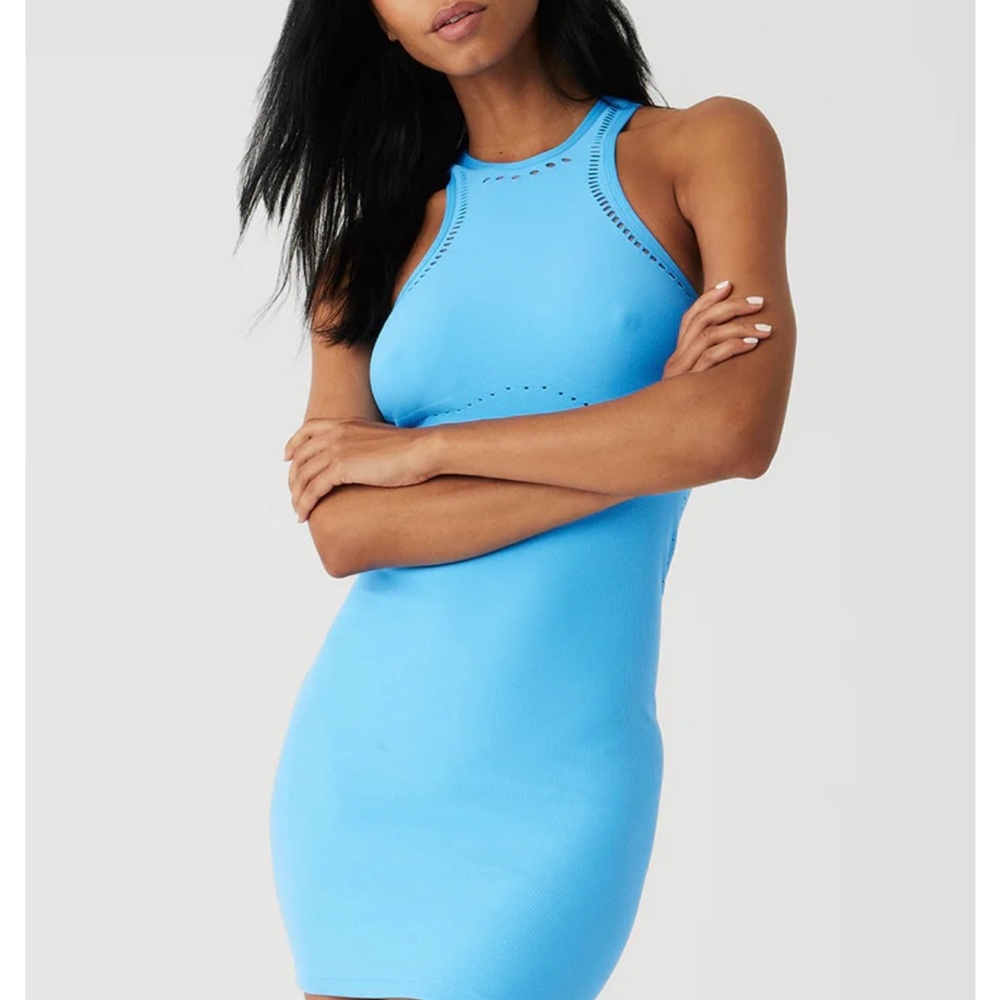 ALO Yoga Blue Bodycon Halter Mini Dress